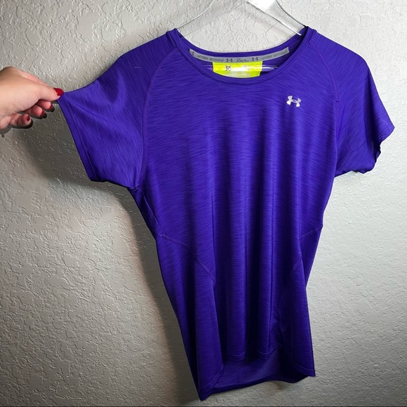 Purple Under Armour Semi Fitted Coupe Workout Top - Picture 3 of 6
